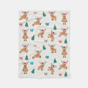Couverture Polaire Joli Noël Cerf Noël Cadeaux et Motif d'arbre