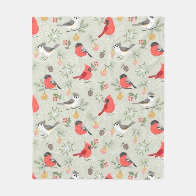 Couverture Polaire Joli Noël Oiseau Motif Design de vacances (Devant)
