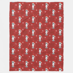 Couverture Polaire Joli Noël Schnauzer Chien Snowflake Motif Rouge