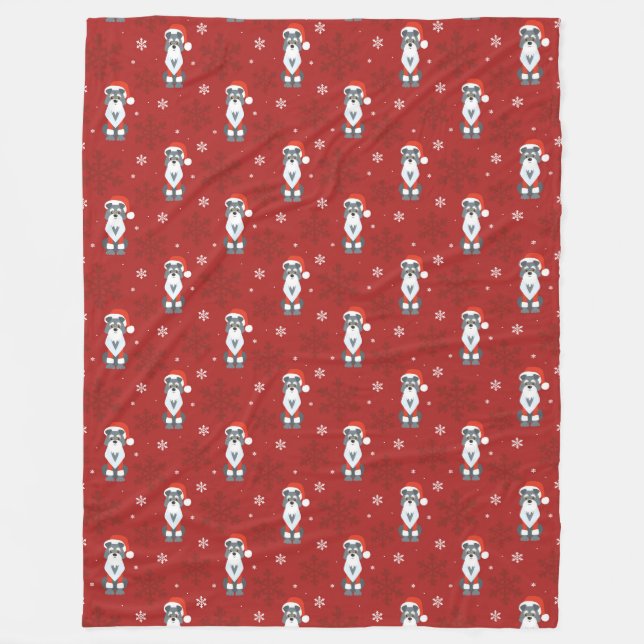 Couverture Polaire Joli Noël Schnauzer Chien Snowflake Motif Rouge (Devant)