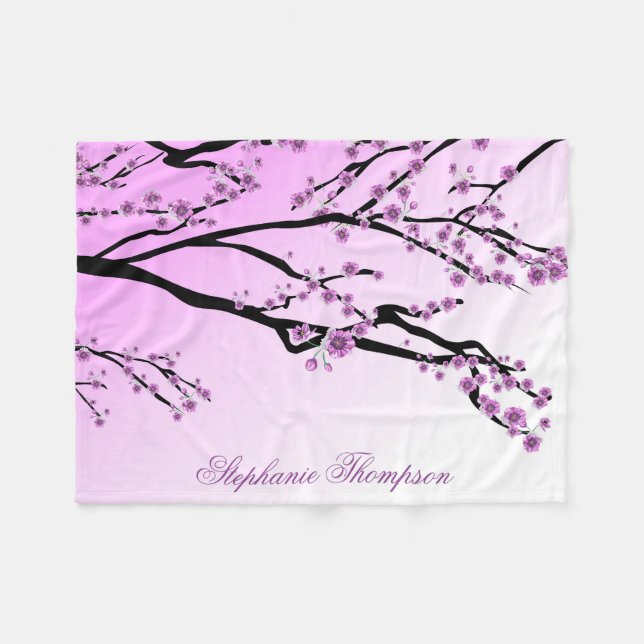 Couverture Polaire Joli Nom De Fleurs D'arbre De Cerisier Rose Fémini (Devant (Horizontal))