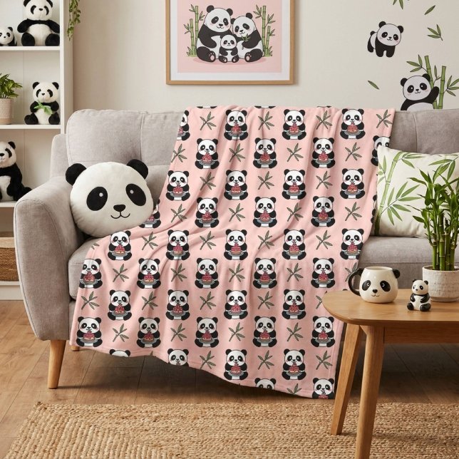 Couverture Polaire Joli Panda Rose  (Créateur téléchargé)
