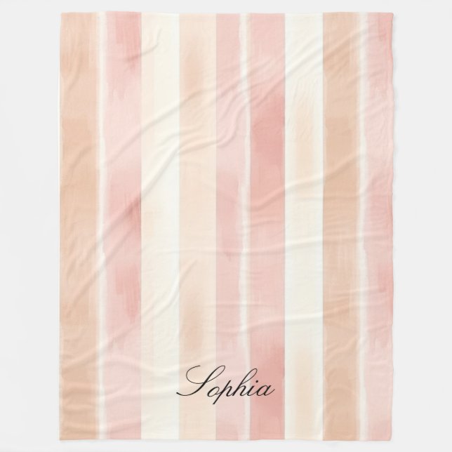 Couverture Polaire Joli Peach rose Crème raypes (Devant)