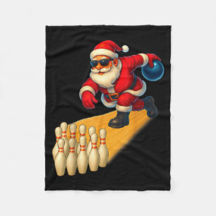 Couverture Polaire Joli Père Noël jouant boule de bowling et ns quill