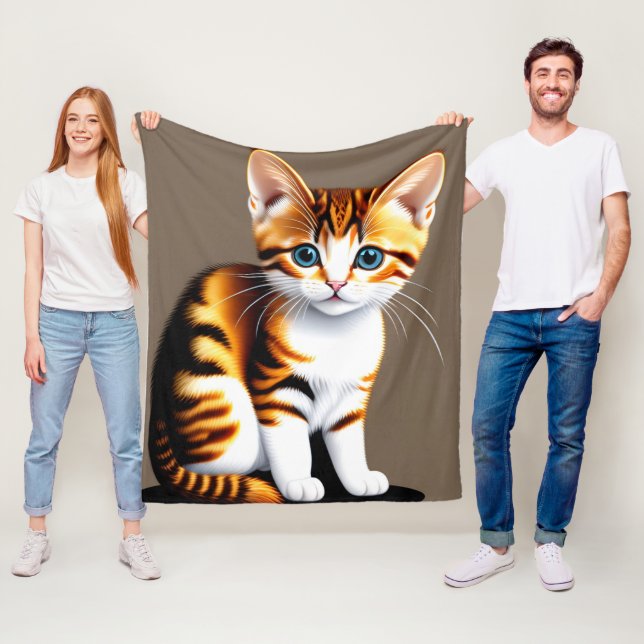 Couverture Polaire Joli petit chat mignon et duveteux, Chat (En situation)