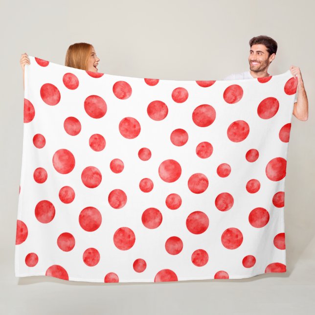 Couverture Polaire Joli pois en rouge et blanc l mignon moderne (En situation)