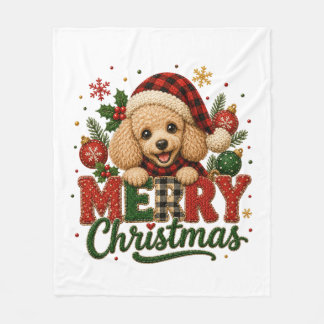 Couverture Polaire Joli Poodle Joyeux Noël