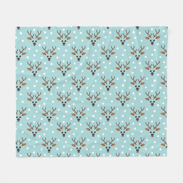 Couverture Polaire Joli renne Noël hiver motif (Devant (Horizontal))