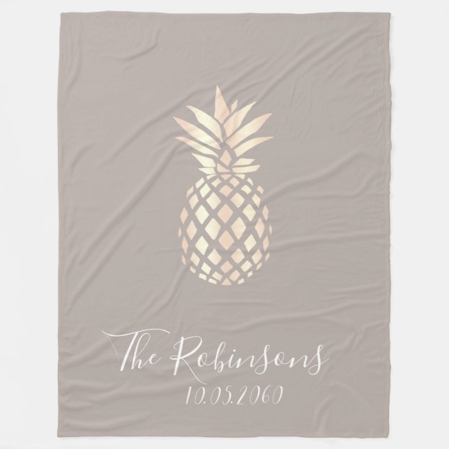 Couverture Polaire Joli rose en cuivre, ananas et gris (Devant)