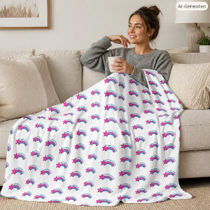 Couverture Polaire Joli rose étoilé capricieux arc-en-ciel coloré