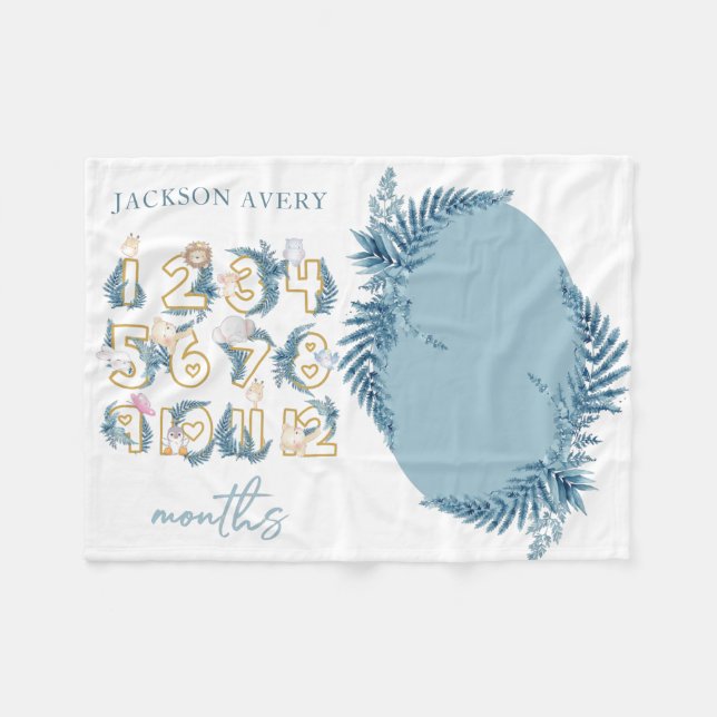 Couverture Polaire Joli Safari Animaux Baby Milestone (Devant (Horizontal))