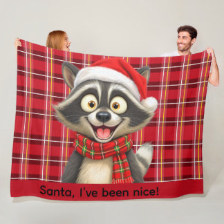 Couverture Polaire Joli Santa raton laveur j'ai été sage