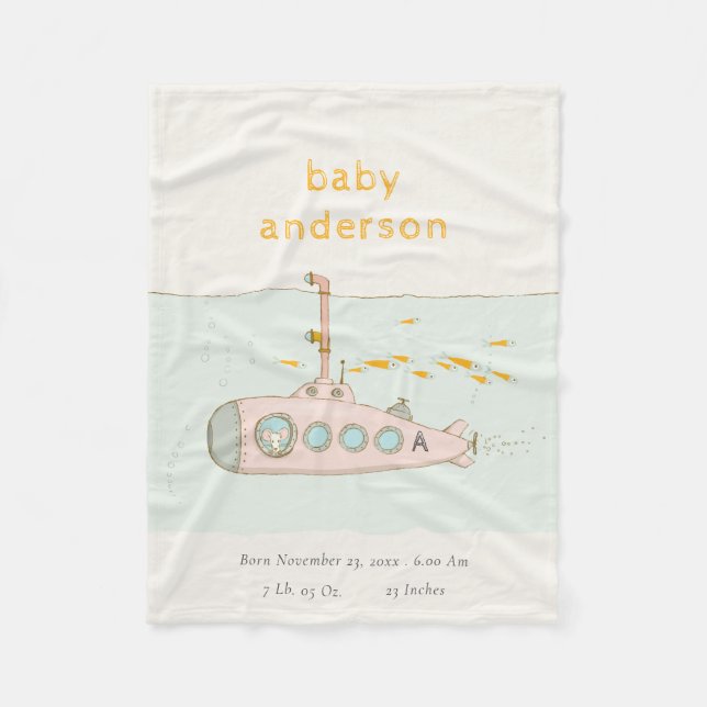 Couverture Polaire Joli sous-marin sous-marin Monogramme Baby Stat (Devant)
