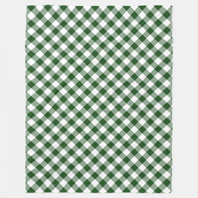 Couverture Polaire Joli vert et blanc Diagonal En vichy Plaid (Devant)