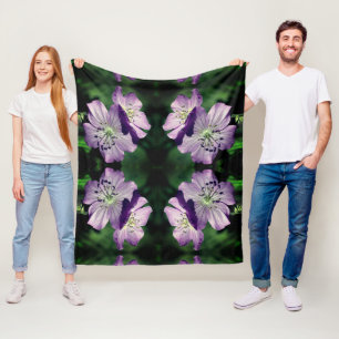 Couverture Polaire Joli violet Fleur de Geranium Motif Fleece