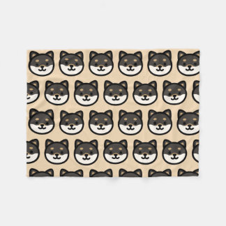 Couverture Polaire Joli visage de chien Shiba Inu noir