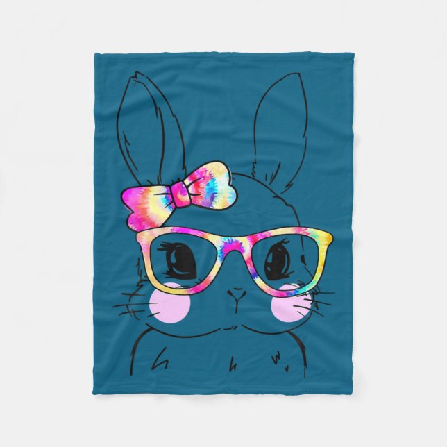 Couverture Polaire Joli visage de lapin cravate teintée jour de Pâque (Devant)