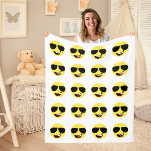 Couverture Polaire Joli Visage et lunettes d'aviateur, Amusant