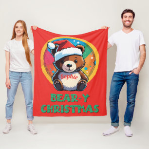 Couverture Polaire Jolie adorable Kawaii Chibi Ours de Noël