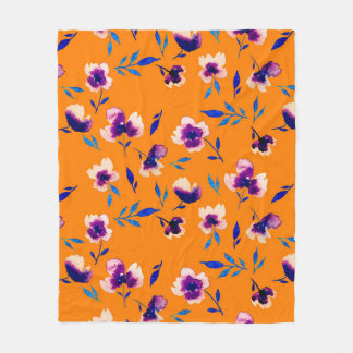 Couverture Polaire Jolie aquarelle pivoine violet fleurs et