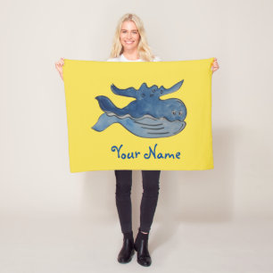 Couverture Polaire Jolie baleine bleue caricaturale