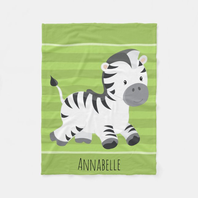 Couverture Polaire Jolie bande verte Safari Jungle Baby Zebra Animal (Devant)