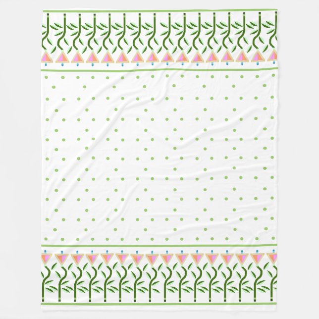 Couverture Polaire Jolie bordure d'art fleuri de tulipes stylisées (Devant)