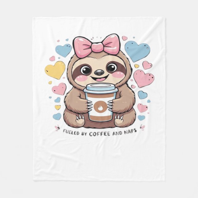 Couverture Polaire Jolie chemise de l'amoureux de café Sloth - Drôle  (Devant)