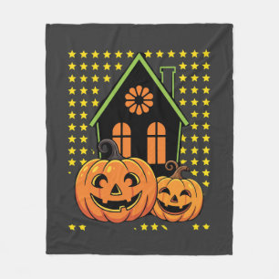 Couverture Polaire Jolie citrouille d'Halloween maison hantée étoile