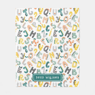 Couverture Polaire Jolie couleur Dinosaure Alphabet Motif enfants