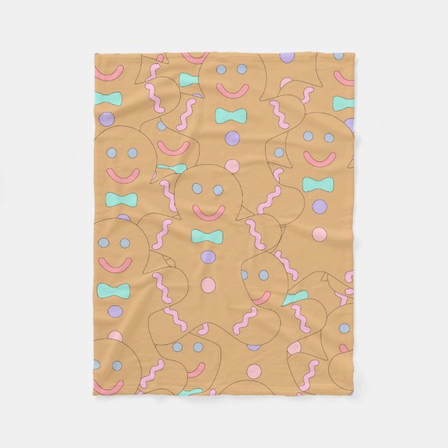 Couverture Polaire Jolie couleur Noël Gingerbread Homme Motif (Devant)