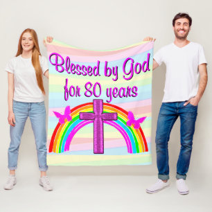 COUVERTURE POLAIRE JOLIE CROIX ROSE 80E ANNIVERSAIRE FLEECE BLANKET