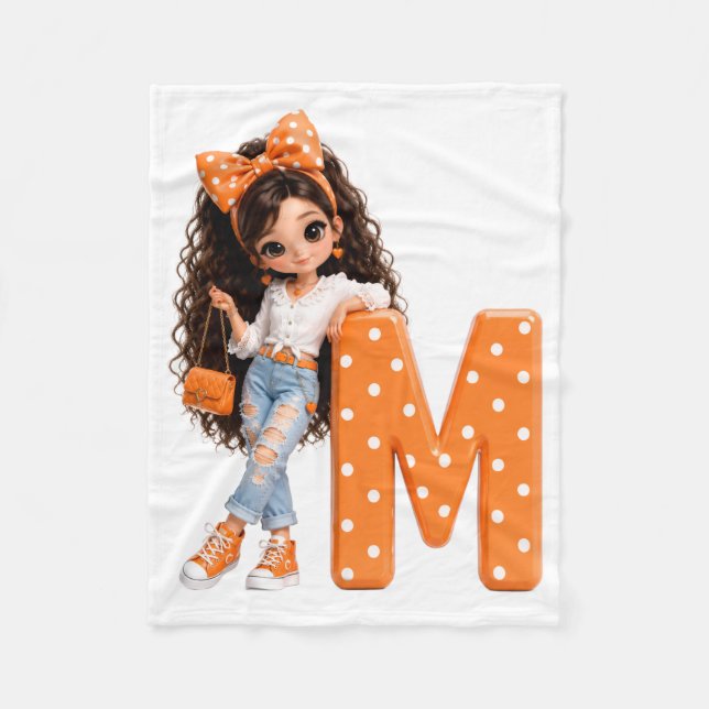 Couverture Polaire Jolie Fille avec Lettre M Plaid (Devant)