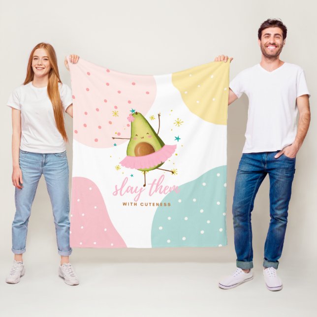 Couverture Polaire Jolie fille Kawaii Avocado Ballerina Les Jeter (En situation)