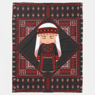 Couverture Polaire jolie fille palestinienne Broderie rouge tatreez