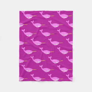 Couverture Polaire Jolie fille rose bébé Narwhal Patterned