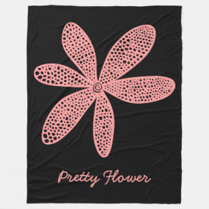 Couverture Polaire Jolie fleur - Rose doux sur noir