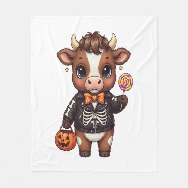 Couverture Polaire Jolie Halloween Highland Cow (Devant)