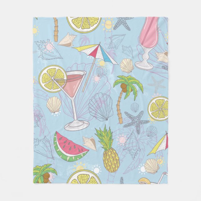 Couverture Polaire Jolie illustration estivale motif avec pastèque,  (Devant)