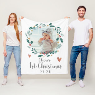 Couverture Polaire Jolie jolie couronne Baby First Christmas Photo