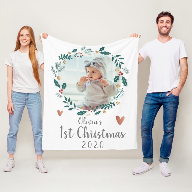 Couverture Polaire Jolie jolie couronne Baby First Christmas Photo (En situation)