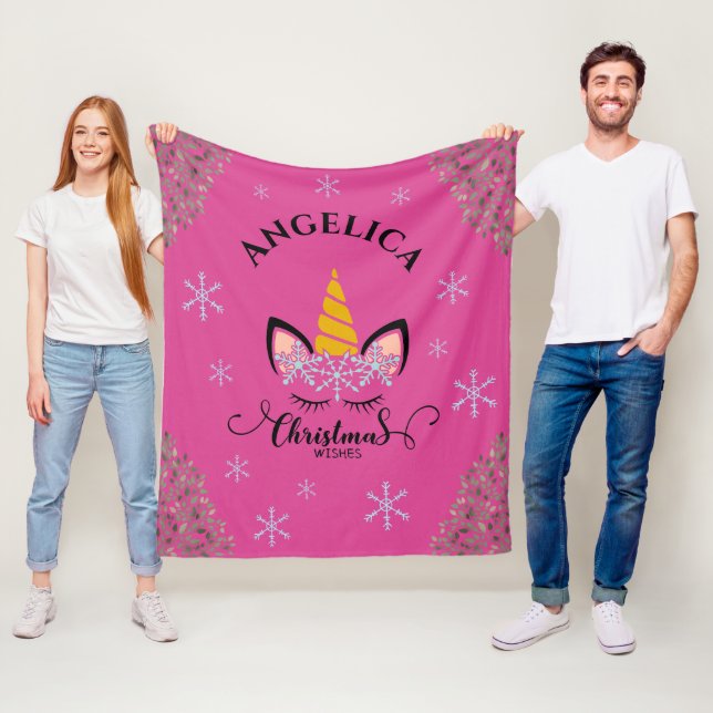 Couverture Polaire Jolie licorne Noël Flamme de neige Filles (En situation)