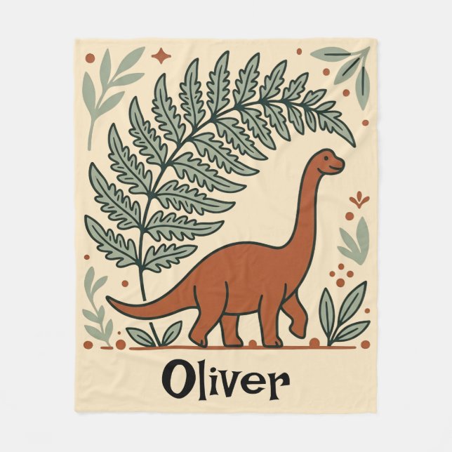 Couverture Polaire Jolie nurserie dinosaure Boho (Devant)