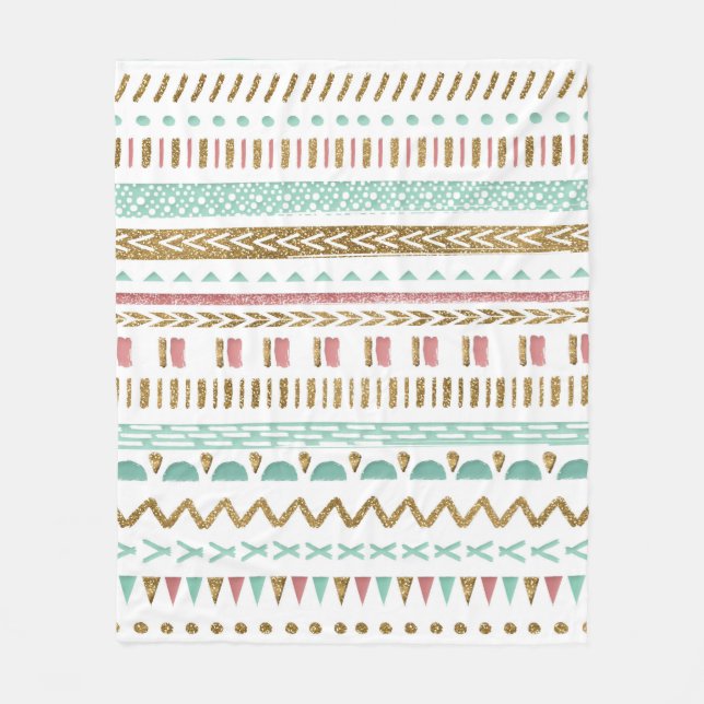 Couverture Polaire Jolie peinture à la main tribale Aztec conception  (Devant)