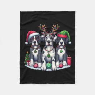 Couverture Polaire Jolie Père Noël Reindeer Elf Great Dane Christmas
