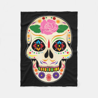 Couverture Polaire Jolie rose florale Halloween Crâne de sucre Dia De