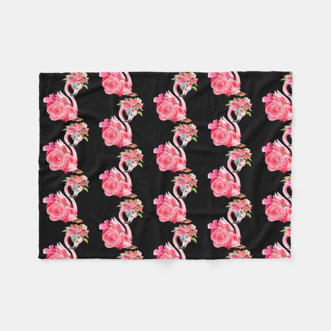 Couverture Polaire Jolie rose rêve fille bébé flamingo avec (Devant (Horizontal))