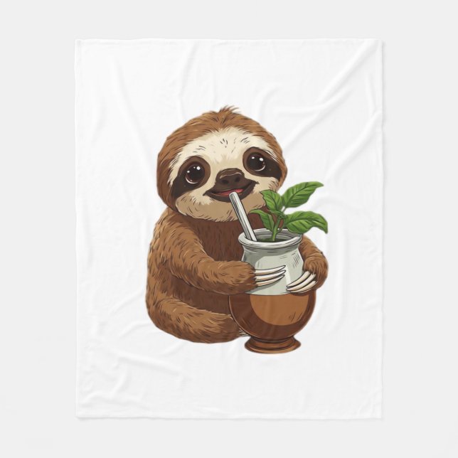 Couverture Polaire Jolie Sloth Boire Yerba Mate - Adorable Kawaii A (Devant)