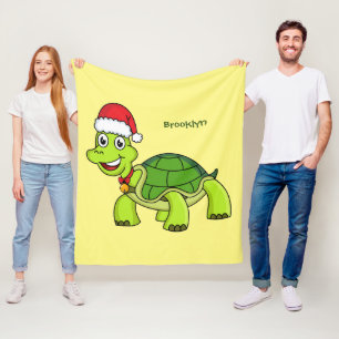 Couverture Polaire Jolie tortue en chapeau de Père Noël