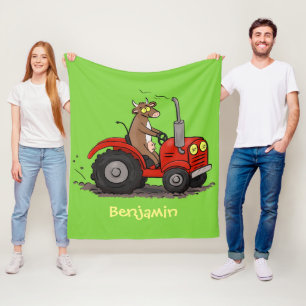 Couverture Polaire Jolie vache heureuse conduisant un dessin animé de